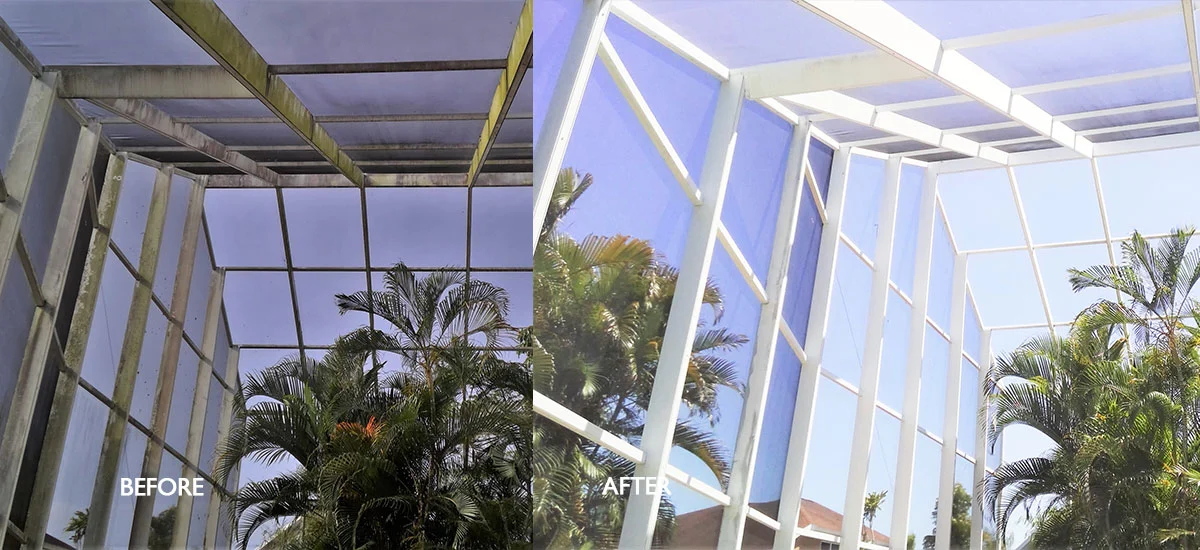 Pool cage frame cleaning