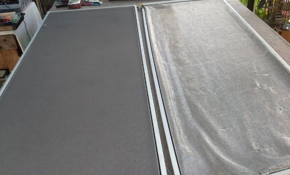 Before and after window screen replacement