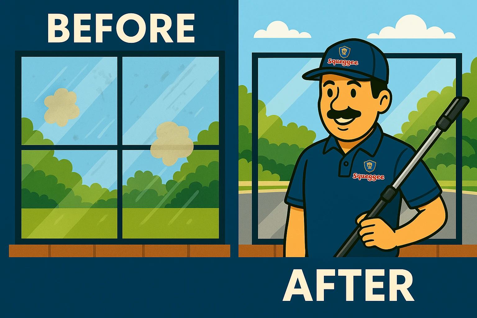 Before and after commercial window cleaning comparison