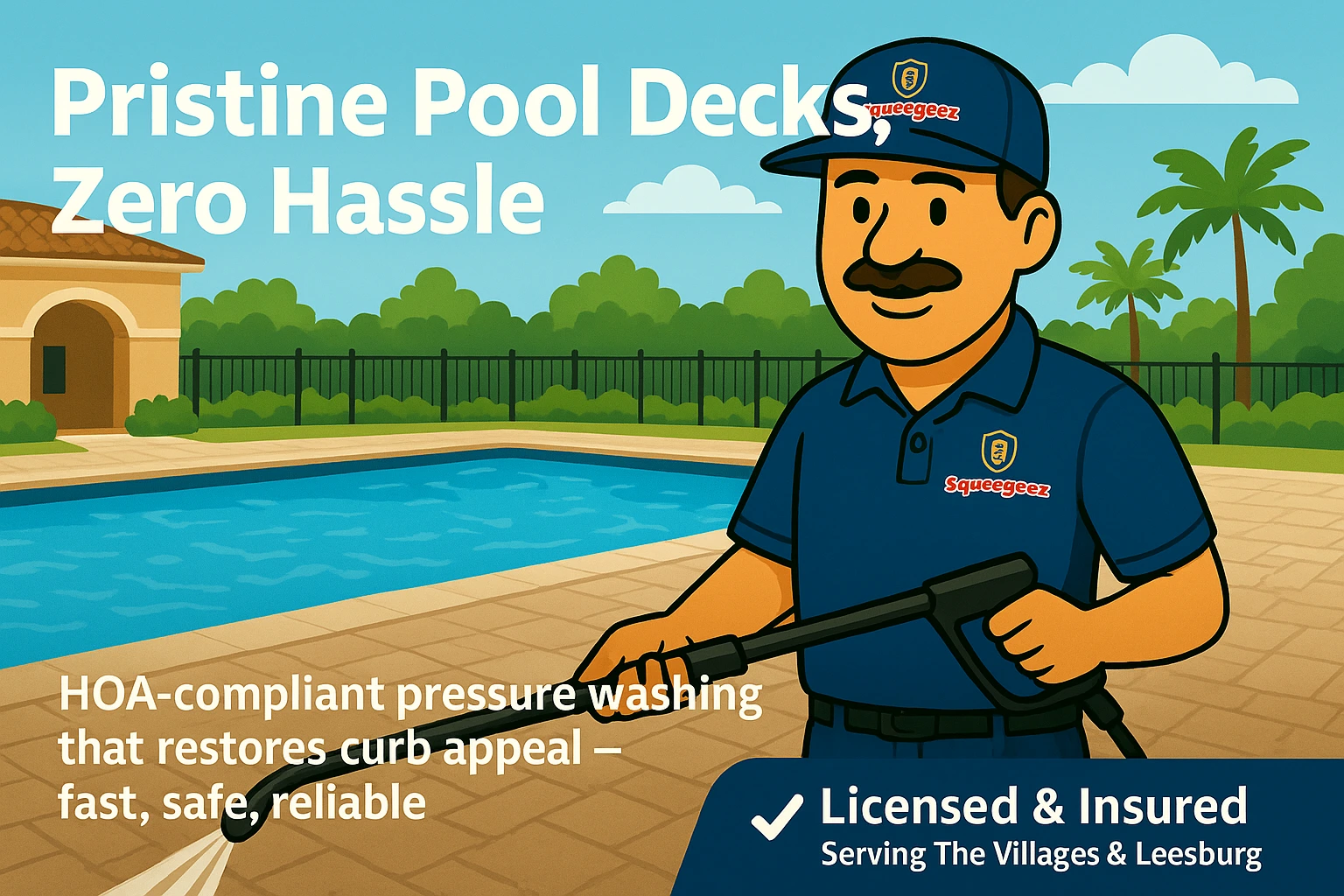 HOA pool deck after cleaning