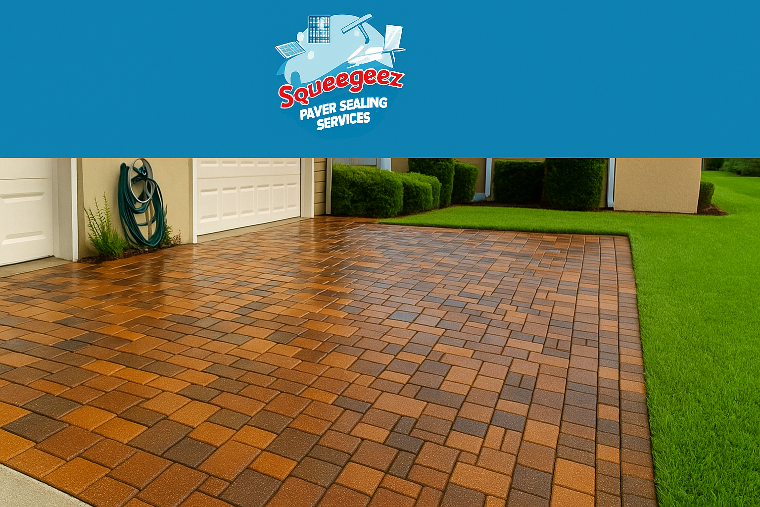 Freshly sealed pavers with rich color
