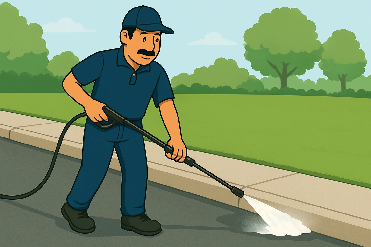 Before and after sidewalk cleaning