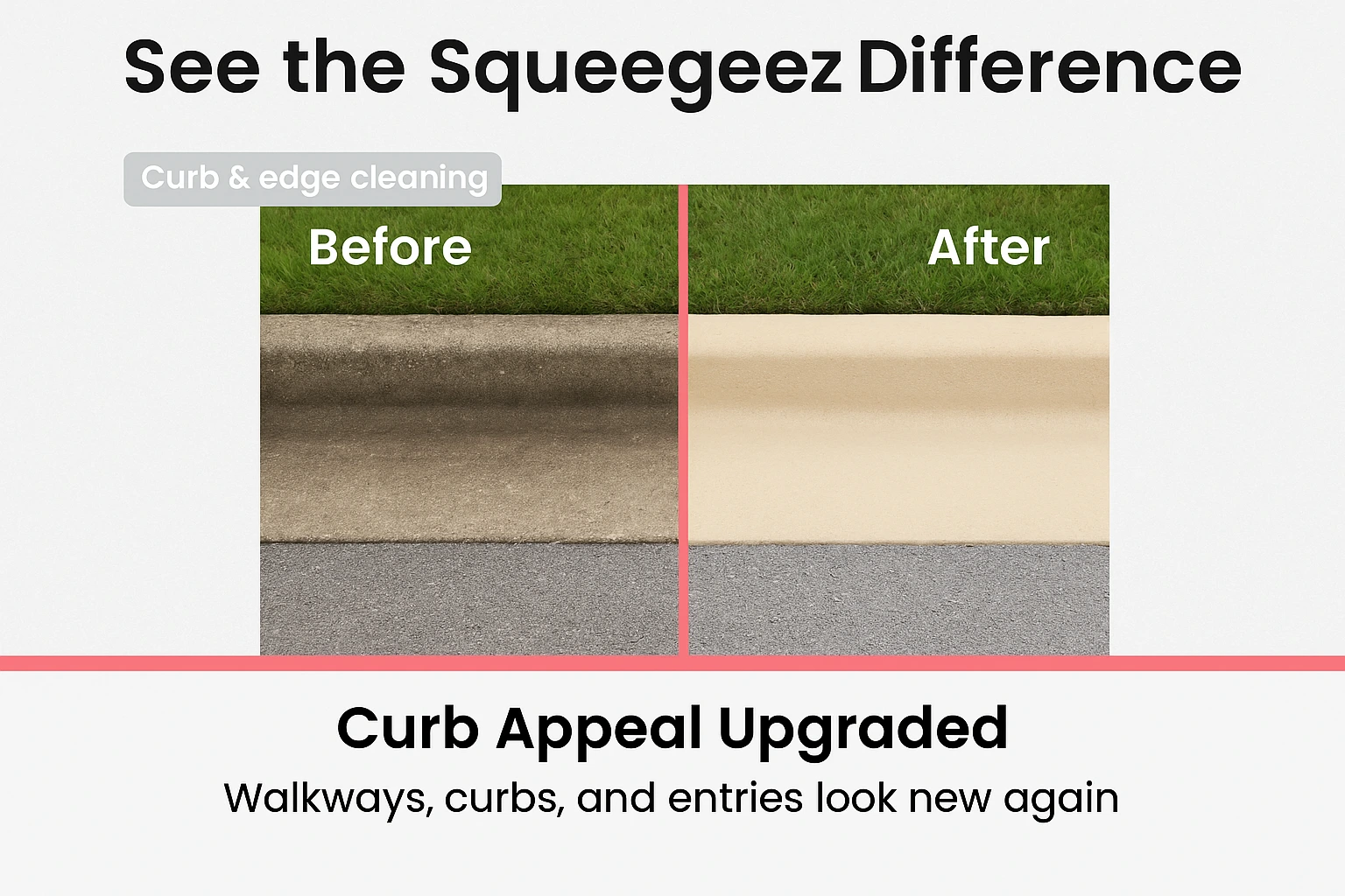 Clean curb and walkway after service