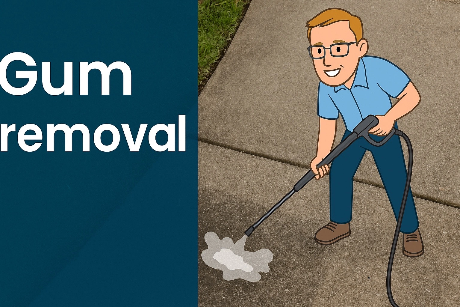 Gum removal on sidewalk