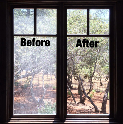 Before and after window cleaning comparison